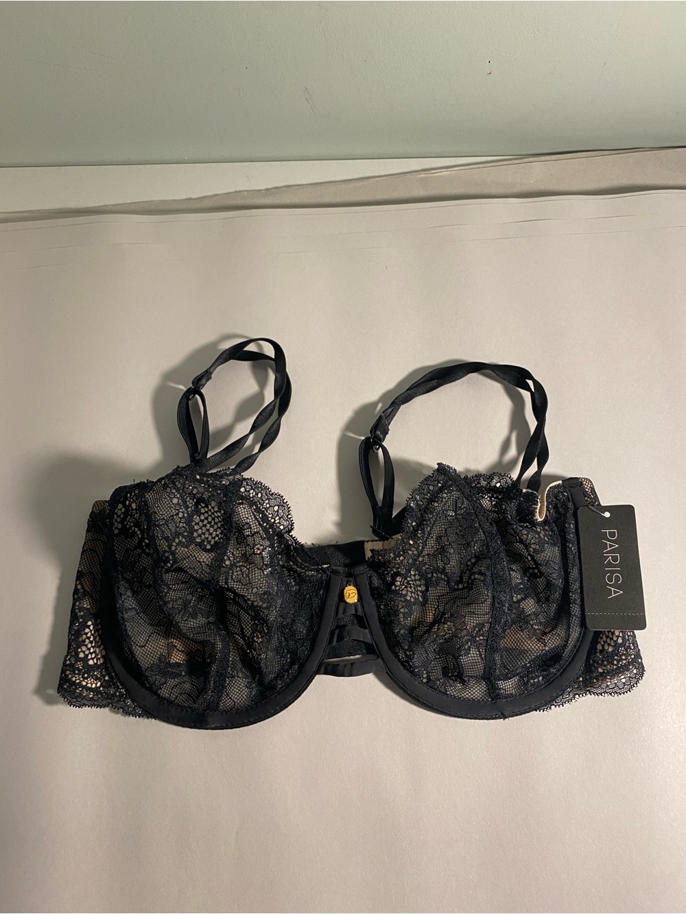 NWT Parisa Black Floral Lace Underwire Bra